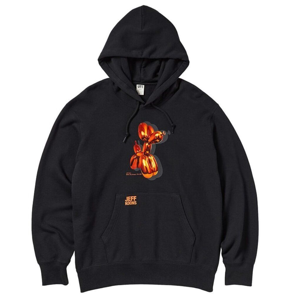 Uniqlo Jeff Koons UT Hoodie Mens XL Black Orange Balloon Dog Graphic Sweatshirt